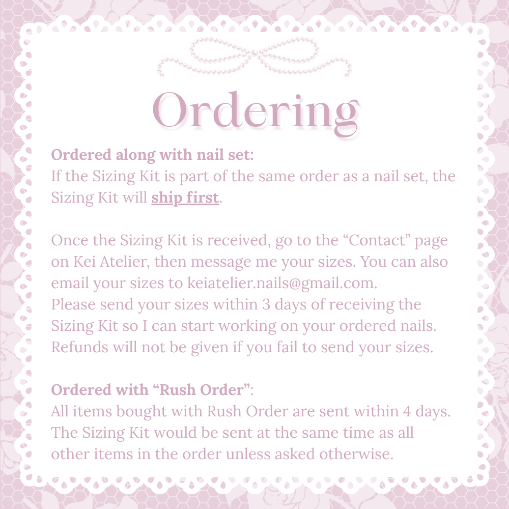 describes process of ordering a sizing kit to size press on nails