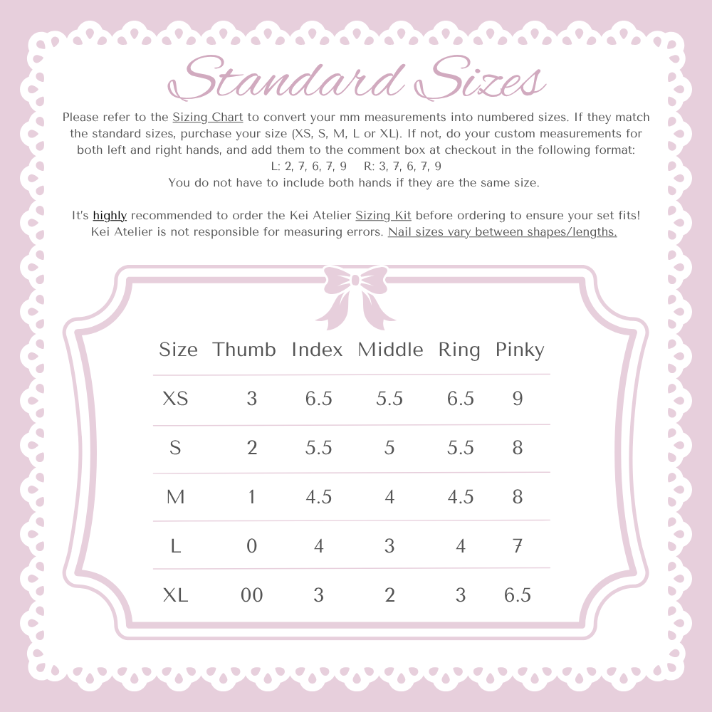 Feitycom Sizing Chart Sizing Guide – Kei Atelier